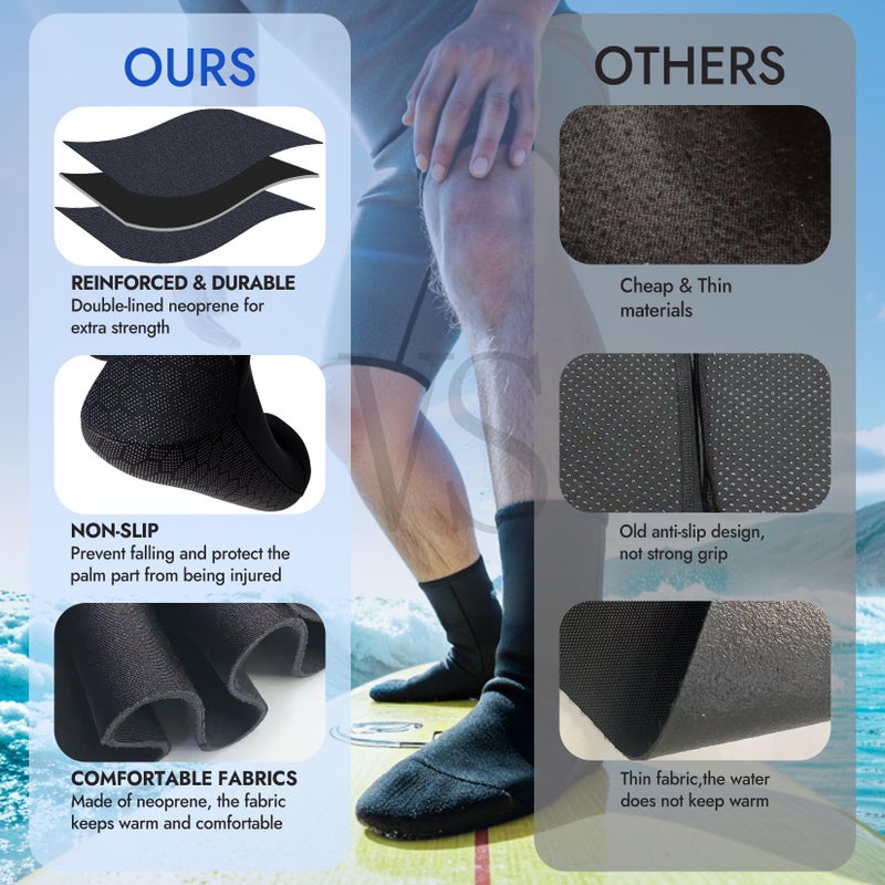 Dizokizo Neoprene Water Socks,3mm Sand Beach Volleyball Water Shoes for Women Men, Thermal Anti-Slip Dive & Swim Wetsuit Booties for Snorkeling Surfing Kayaking Diving Swimming Paddling(XL) - Image 5